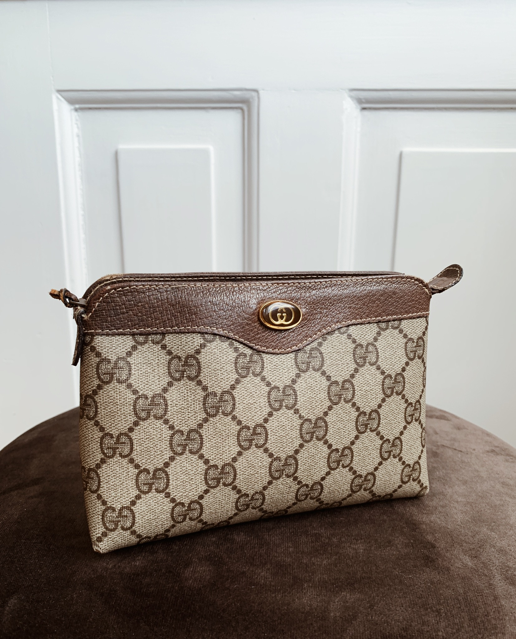 Leather Gucci Padlock Brown Bag For Office