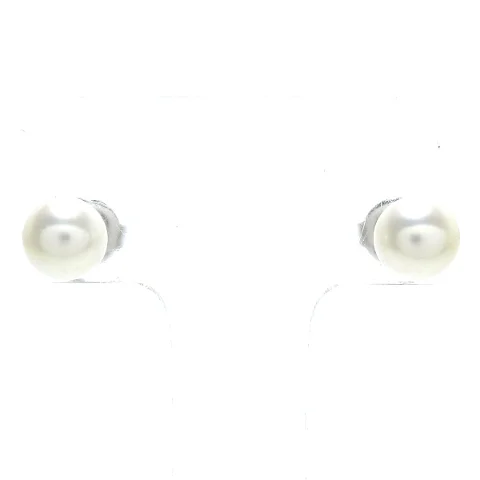 Silver White Gold Mikimoto Earrings
