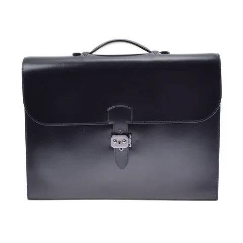 Black Leather Hermès Briefcase