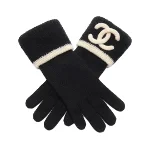 Black Wool Chanel Gloves