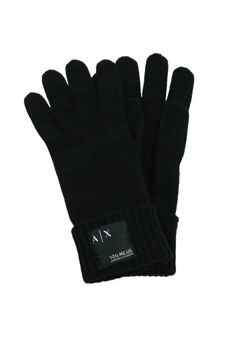 Black Wool Armani Gloves