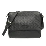 Black Leather Gucci Messenger Bag