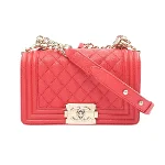 Red Leather Chanel Boy Bags