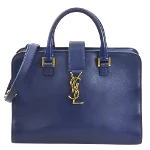 Navy Leather Saint Laurent Cabas