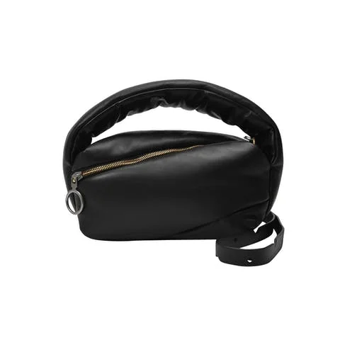 Black Leather Off White Handbag