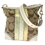 Beige Canvas Coach Shoulder Bag