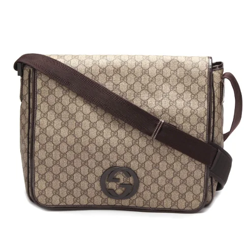 Brown Coated Canvas Gucci Messenger Bag