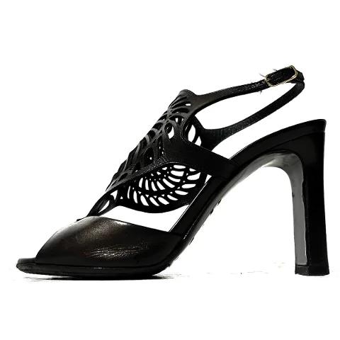 Black Leather Hermès Heels
