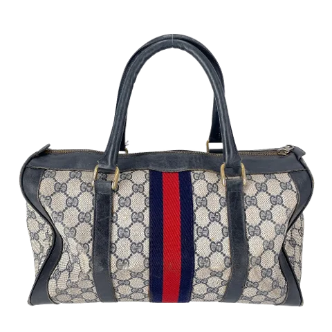 Blue Coated Canvas Gucci Bowling Bag