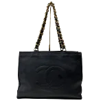 Black Leather Chanel Sports CC Logo