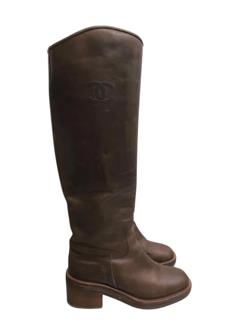 Brown Leather Chanel Boots