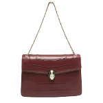 Burgundy Leather Bvlgari Shoulder Bag