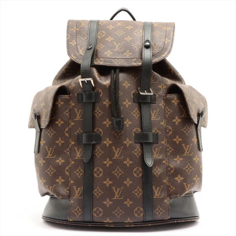 Brown Canvas Louis Vuitton Christopher Backpacks