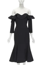 Black Wool Oscar de la Renta Dress