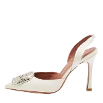 White Satin Amina Muaddi Heels