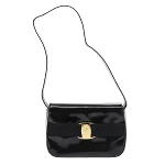 Black Leather Salvatore Ferragamo The Vara Bow