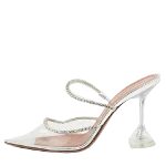 White Leather Amina Muaddi Sandals