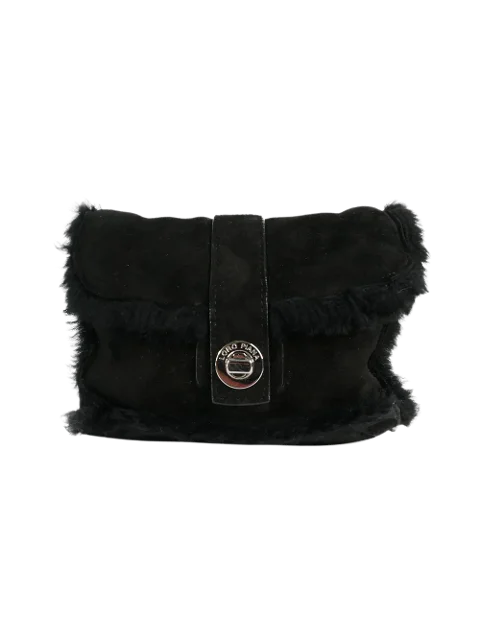 Black Suede Loro Piana Shoulder Bag