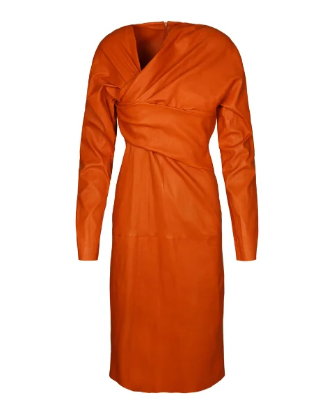 Orange Leather Bottega Veneta Dress