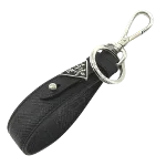 Black Leather Prada Key Chain