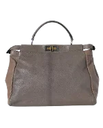 Grey Leather Fendi Peekaboo