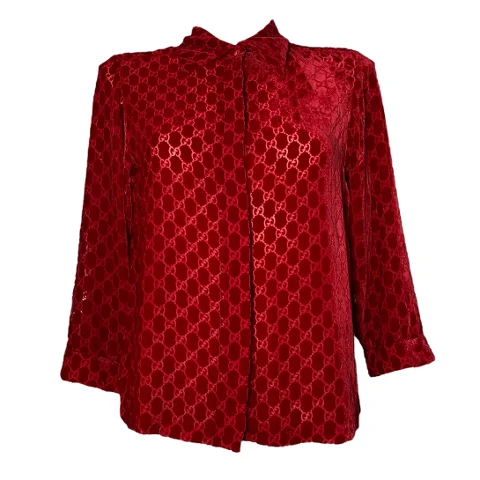Gucci Tom Ford Camicia Monogram Velluto Seta Rosso