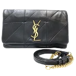 Black Leather Yves Saint Laurent Wallet on Chain