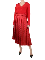 Red Silk Fendi Skirt