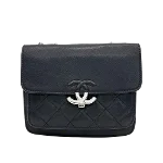 Black Leather Chanel Shoulder Bag