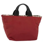 Red Nylon Burberry Tote