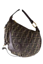 Brown Canvas Fendi Baguette Croissant