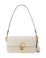 Beige Leather Coach Shoulder Bag