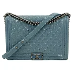 Blue Leather Chanel Boy Bags