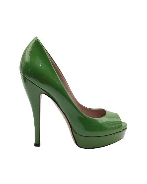 Green Leather Gucci Heels