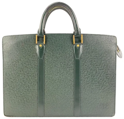 Green Leather Louis Vuitton Porte Documents Lozan