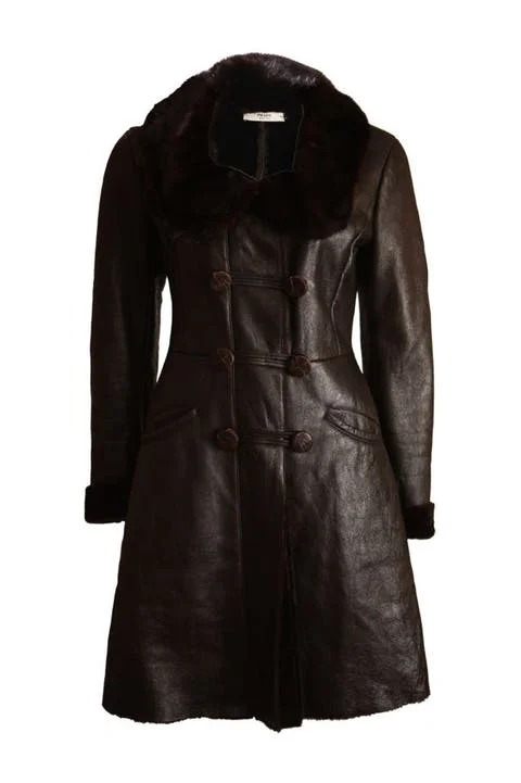 Brown Leather Prada Coat