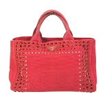 Red Cotton Prada Canapa Tote