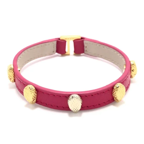 Pink Leather Bvlgari Bracelet