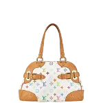 White Fabric Louis Vuitton Handbag