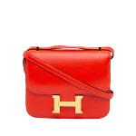 Red Leather Hermès Constance Bag