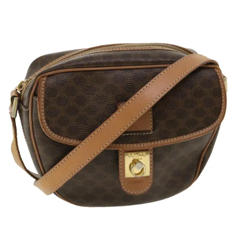 Brown Canvas Celine Shoulder Bag