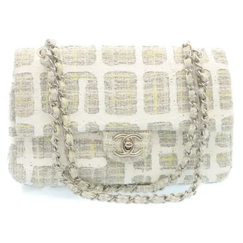 White Fabric Chanel Flap Bag