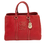 Red Leather Carolina Herrera Tote