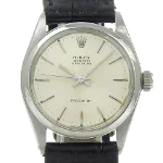 Silver Leather Rolex Watch