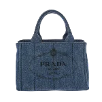 Navy Denim Prada Canapa Tote