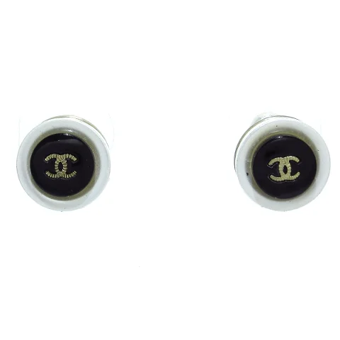 Black Metal Chanel Earrings