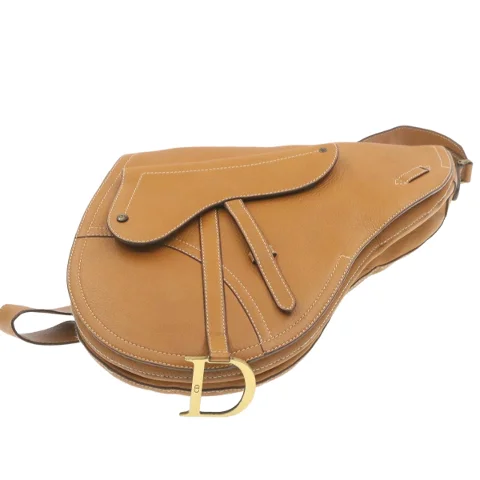 Brown Leather Dior Saddle Bag