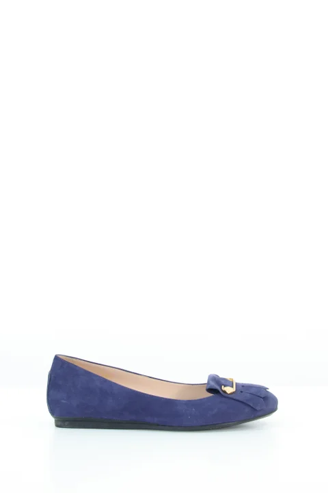 Blue Leather Tod's Flats