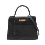 Black Leather Hermès Handbag