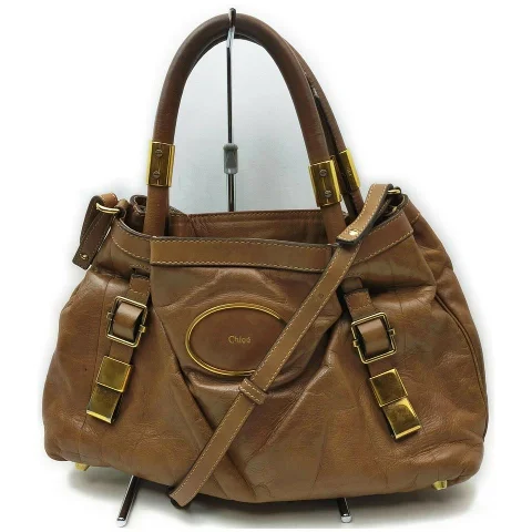 Chloe Brown Leather Victoria 2way Tote Bag  862109